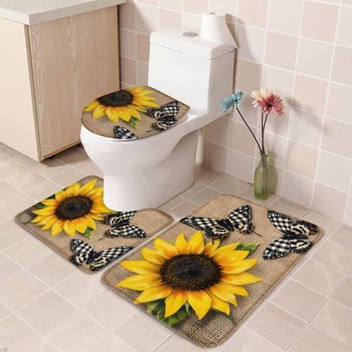 Wotrend Floral 3 Piece Bath Rug Set