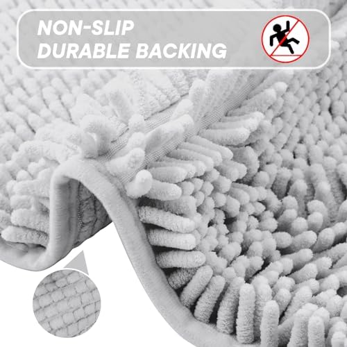 Light Gray 2-Piece Chenille Bath Rug Set 1