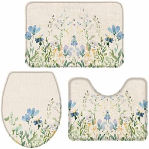 Wotrend Botanical 3 Piece Bath Rug Set