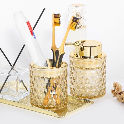 Fvstar Amber Glass Bathroom Accessories Set 2pcs 1