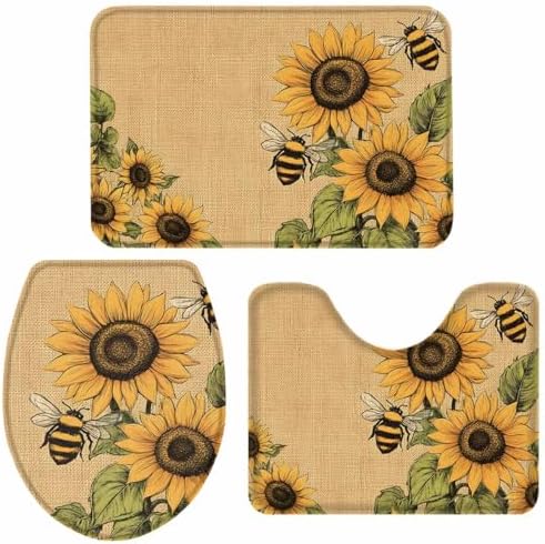 Wotrend Sunflower 3-Piece Bath Rug Set