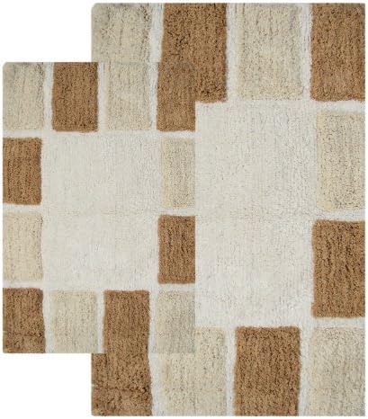 Chesapeake 2-Piece Mosaic Tiles Bath Rug Set Natural Linen