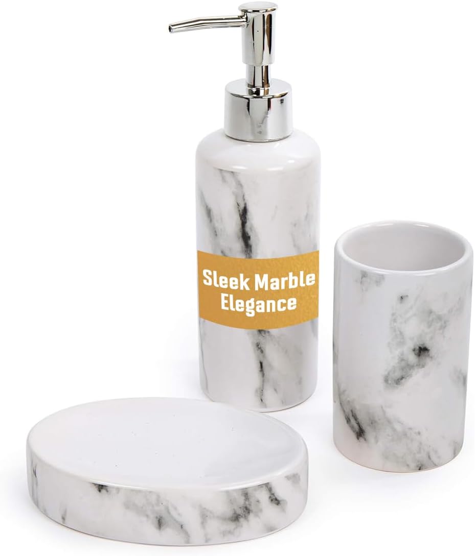 Bodico Marble Bathroom Accessory Set 3-Piece