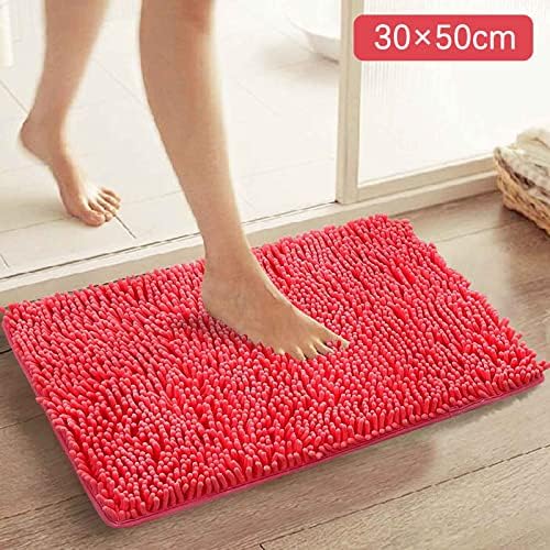 Scceatti Fluffy Bath Rug - Non Slip Soft Thick 20x12In Light Red Pink