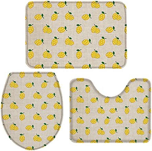 Yellow Lemon Dot Bathroom Rug Set of 3 - Small