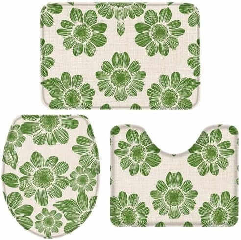 Wotrend Spring 3 Piece Bath Rug Set Botanical Green