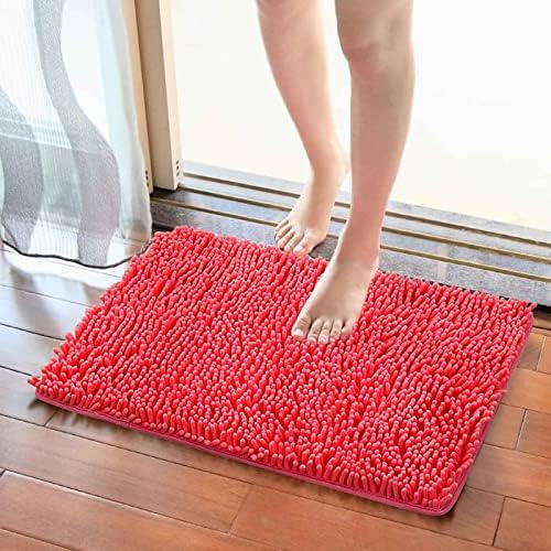 Scceatti Fluffy Bath Rug - Non Slip Soft Thick 20x12In Light Red Pink