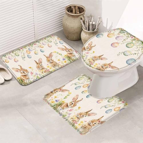 Wotrend Easter Egg 3 Piece Bath Rug Set