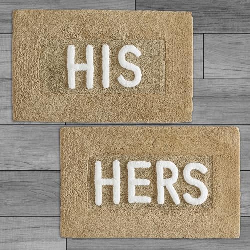Creative Home Ideas Soft Cotton Bath Rug Set - 20x32 His Hers Linen