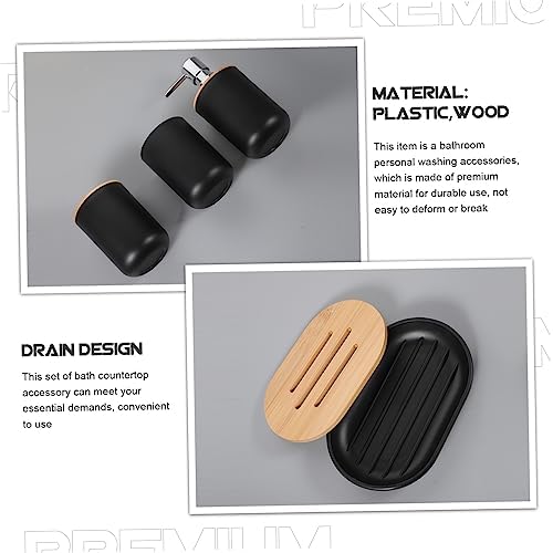 UTHCLO 4PC Bathroom Accessory Set - Soap Dispenser Cup Holder Toothbrush Holder