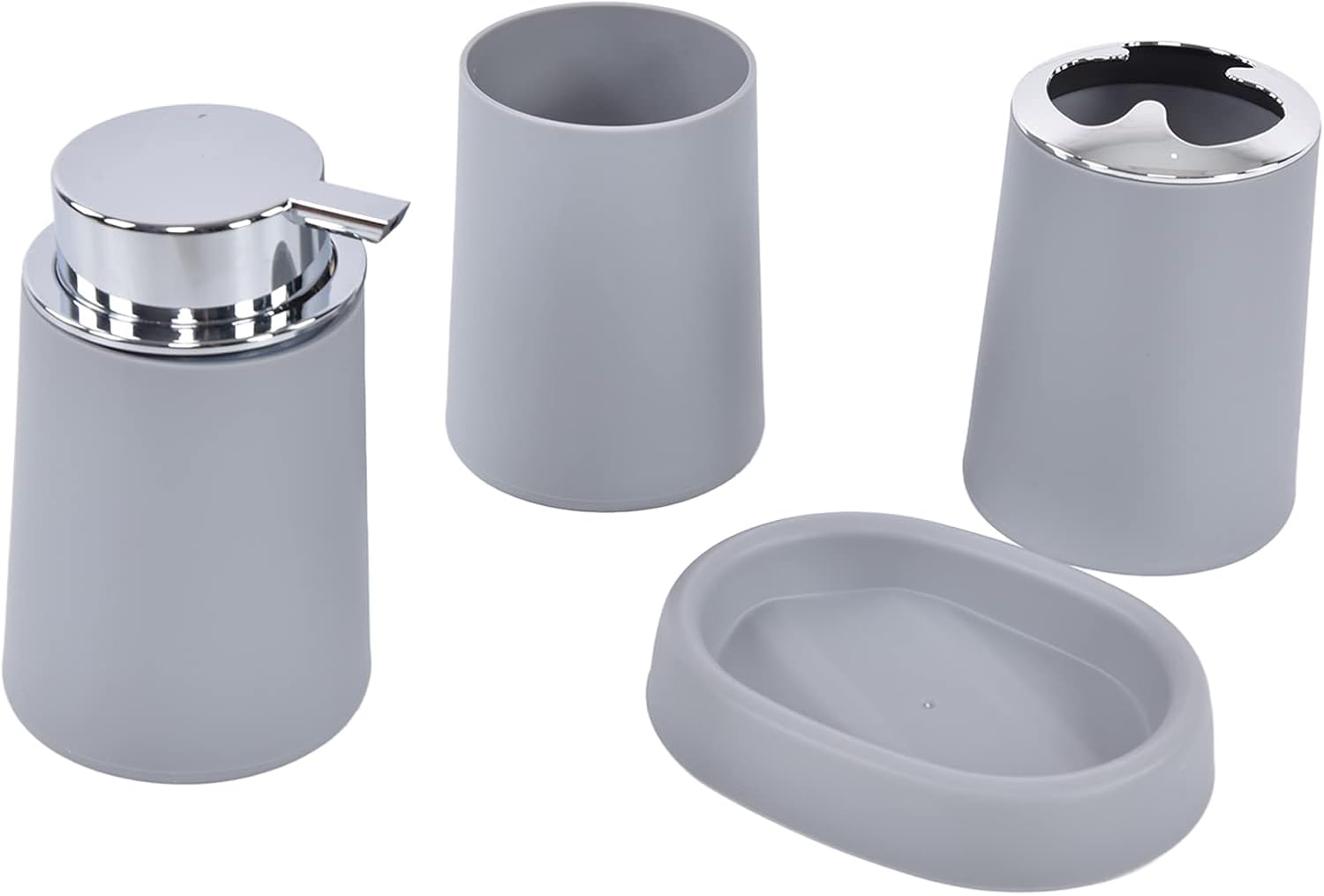 4 Piece Bathroom Accessory Set - Gray