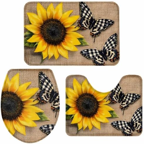 Wotrend Floral 3 Piece Bath Rug Set