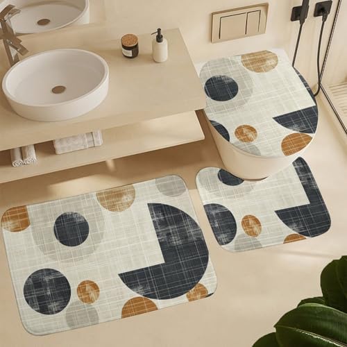 JEKYQ 3-Piece Bath Mat Set Non-Slip Bathroom Rugs