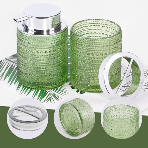 Tonxus Glass Bathroom Accessory Set with Soap and Toothbrush Holder