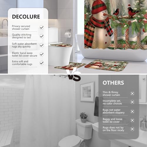 APROPHIC Christmas Snowman Shower Curtain Set with Rugs and Hooks 1