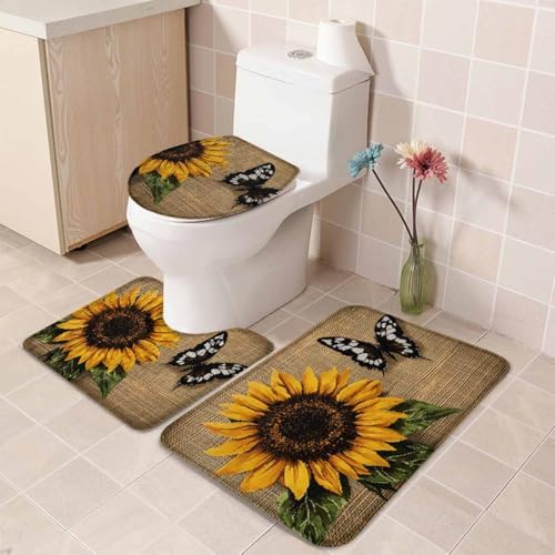Wotrend Floral 3 Piece Bath Rug Set 1