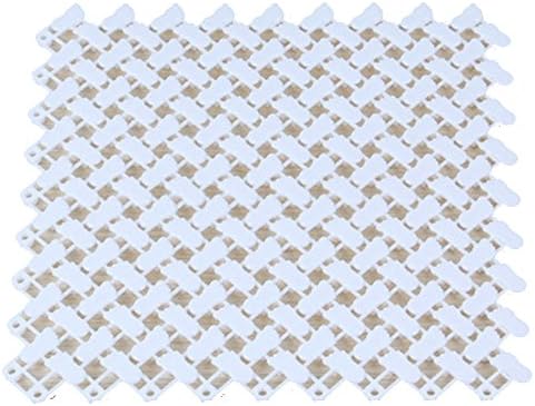 Scceatti 10x10in Waterproof Bath Mat Non-Slip White Blue Design