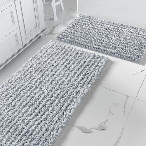 Yimobra 2 Piece Bath Rug Set Non-Slip Chenille Mats