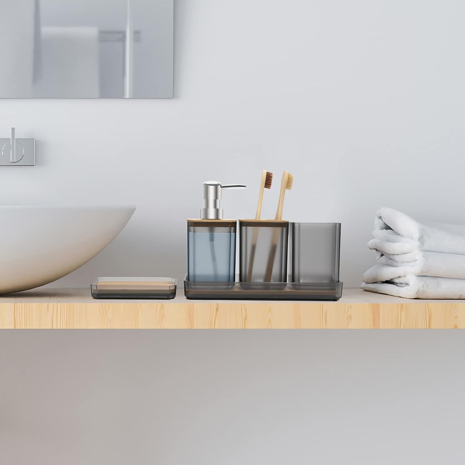 FEILANDUO 5 Pcs Bathroom Accessory Set Grey