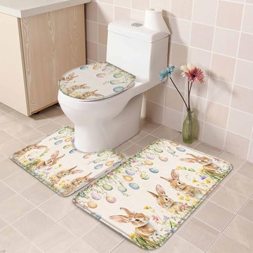 Wotrend Easter Egg 3 Piece Bath Rug Set