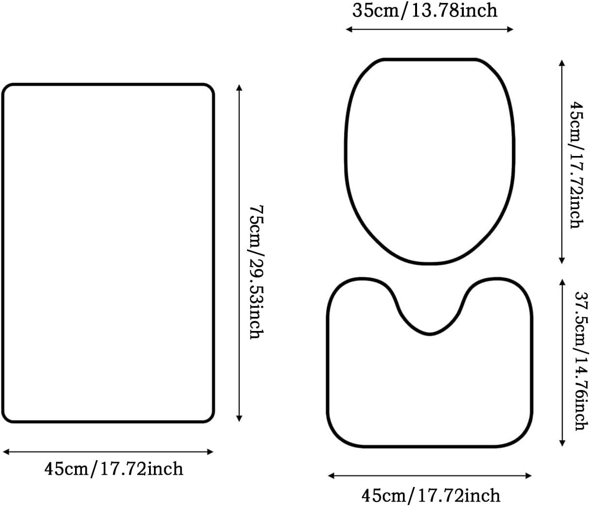 LLXIAO Non-Slip 3-Piece Bathroom Rug Set