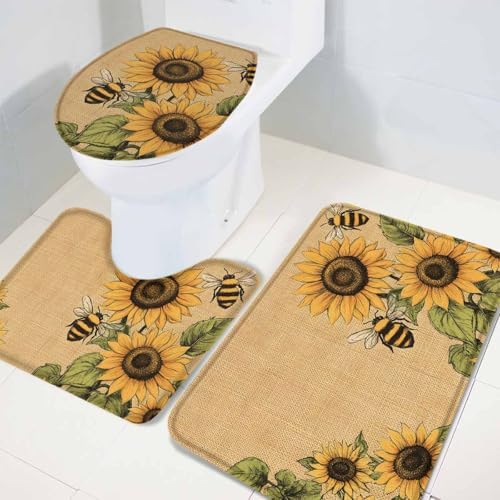 Wotrend Sunflower 3-Piece Bath Rug Set