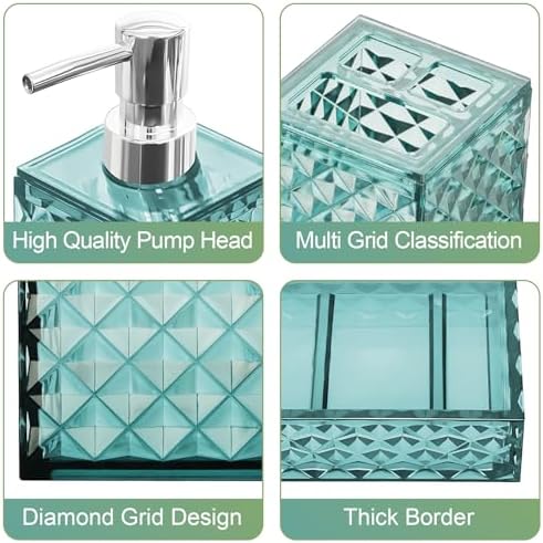 Samhe 4 Pcs Blue Plastic Bathroom Accessory Set