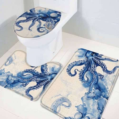 Wotrend Octopus 3-Piece Bath Rug Set