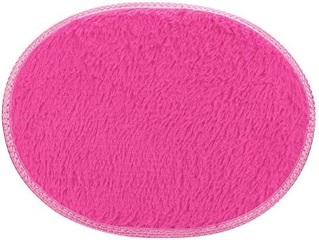 QAZIUY 16x12 Inch Non Slip Bath Mat - Soft Microfiber Shaggy Hot Pink