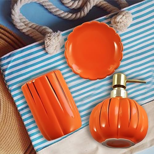 YabcY Pumpkin Bathroom Accessories Set 3PC 1