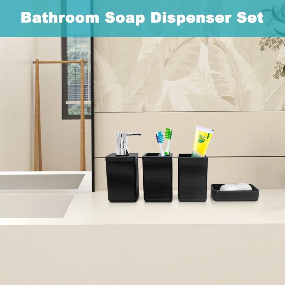 Liuonnam 4-Piece Bathroom Accessories Set Black
