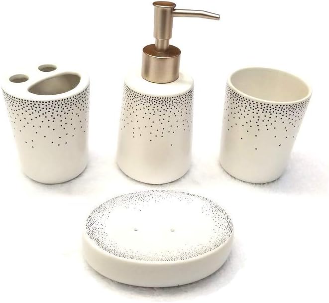 Empire Home Geometric 4-Piece Ceramic Set - Navy Dots