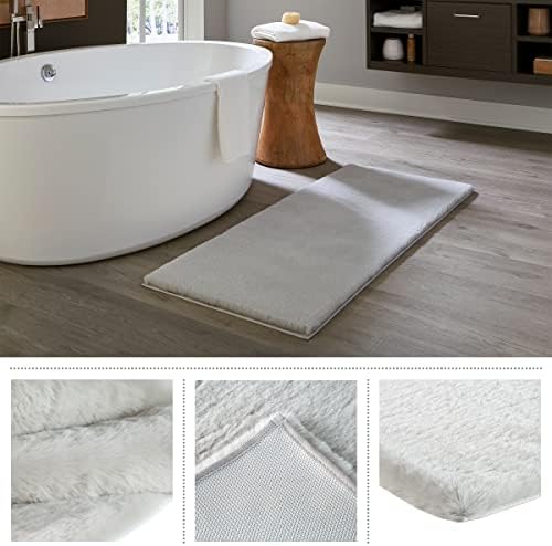 Home-Complete Faux Fur Bath Mat - Silver