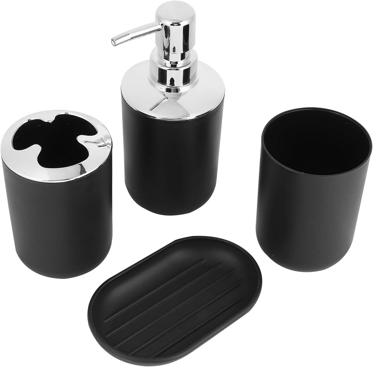 Cyrank 4Pcs Bathroom Vanity Accessory Set Black 1