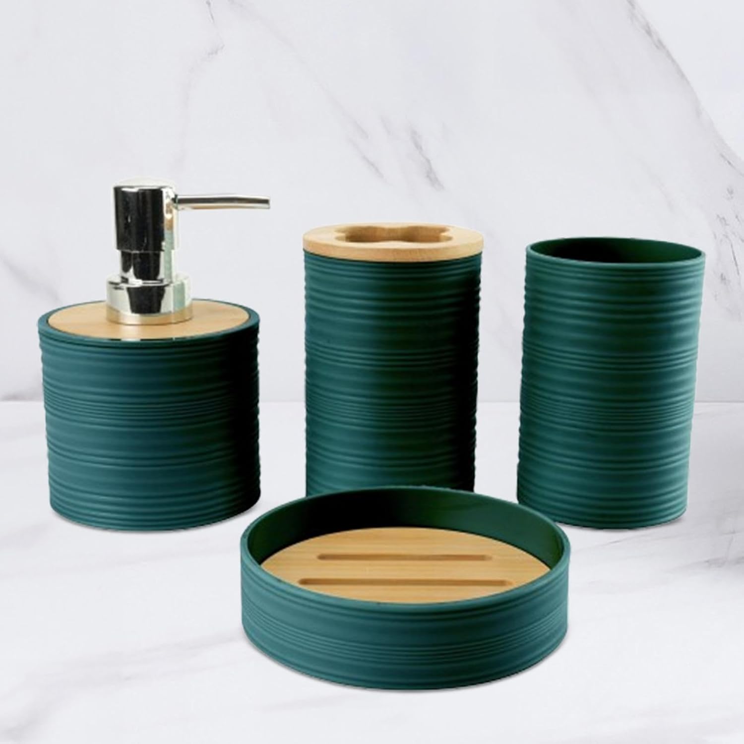 4Pcs Bathroom Accessories Set in Dark Green