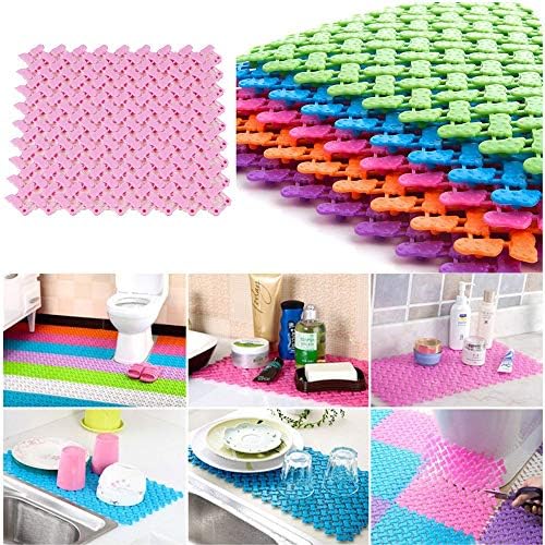 Scceatti 10x10in Waterproof Bath Mat Non-Slip White Blue Design