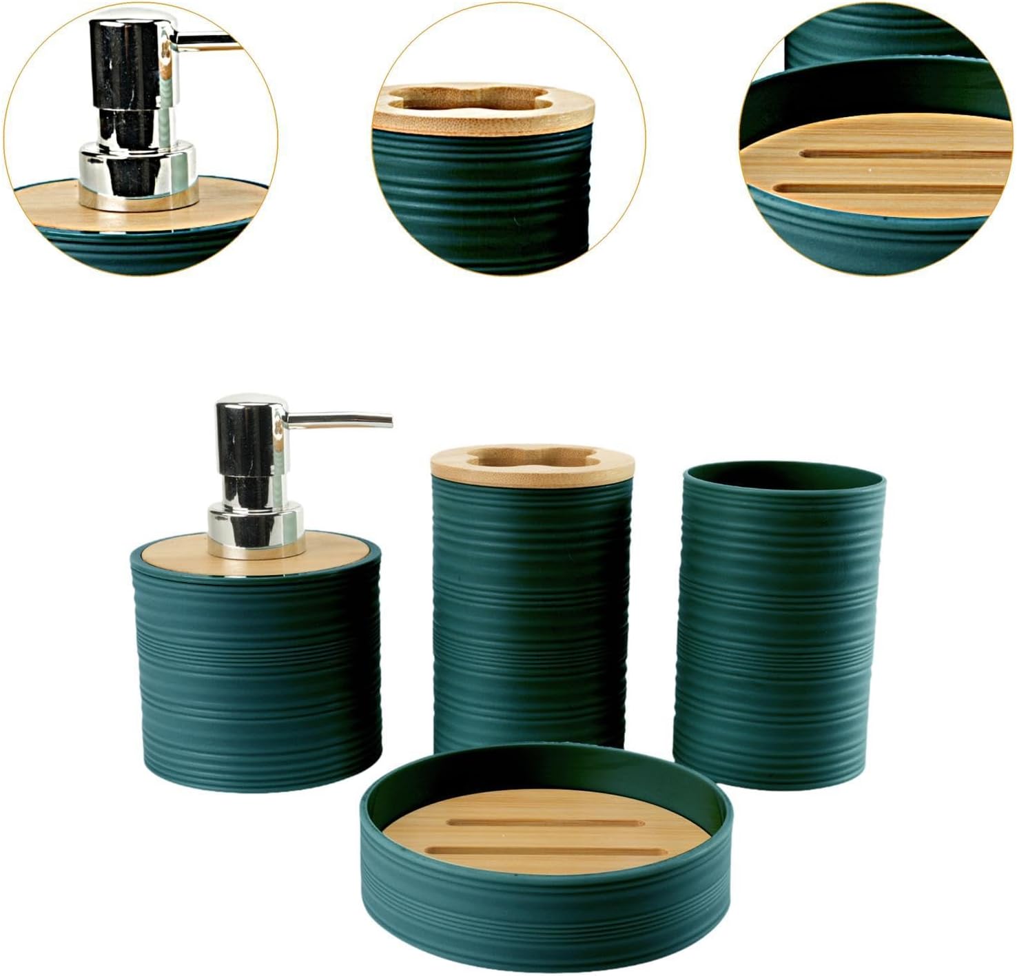 4Pcs Bathroom Accessories Set in Dark Green