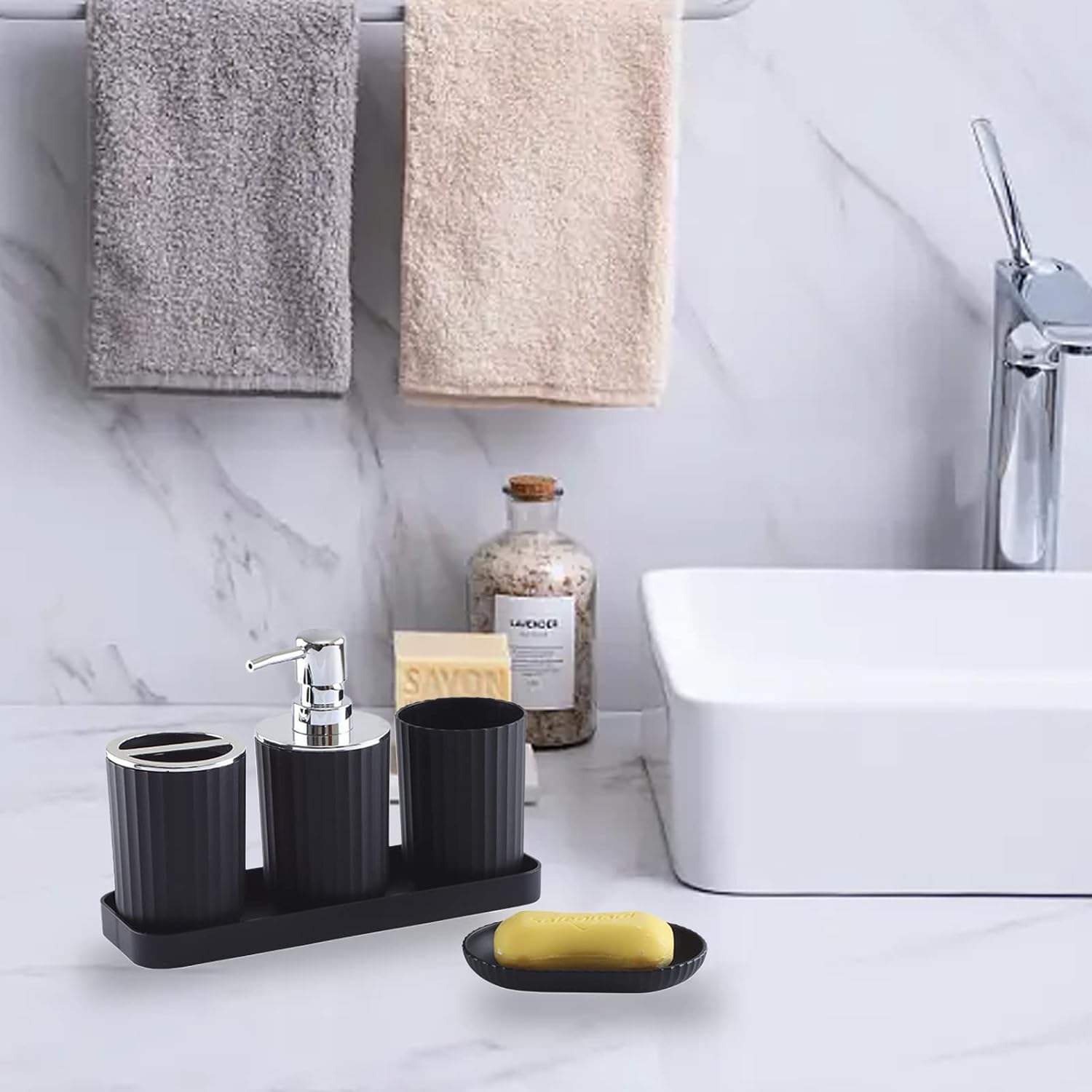 Bathroom Accessory Set of 5 - Black