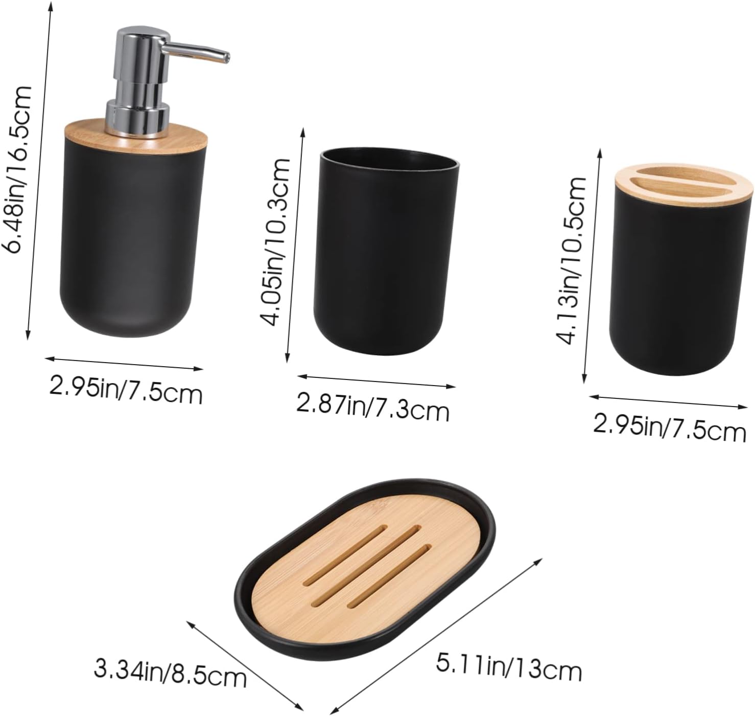 Unomor Modern Bathroom Accessory Set with Wood and Plastic Design