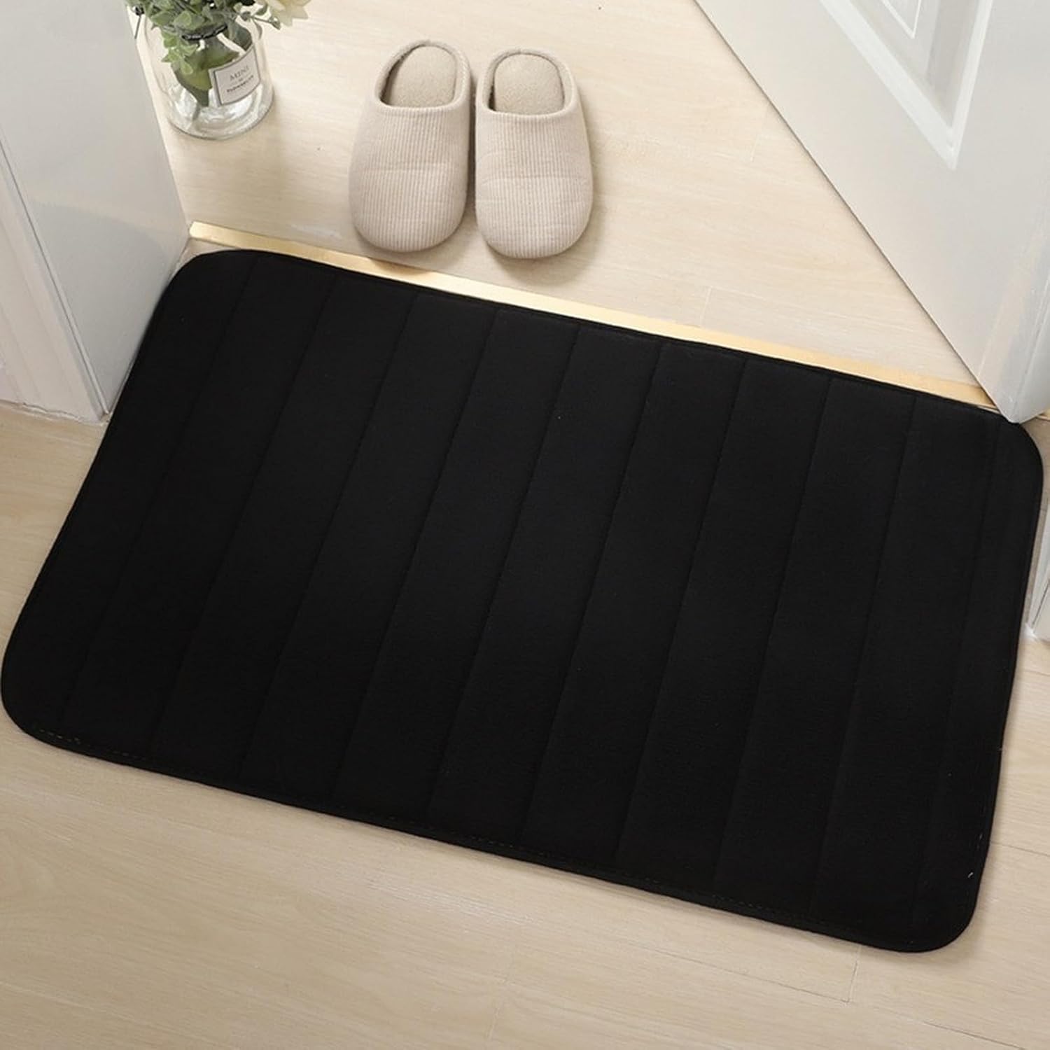 Reyox Memory Foam Bath Mat 1x16 Feet Black Non Slip