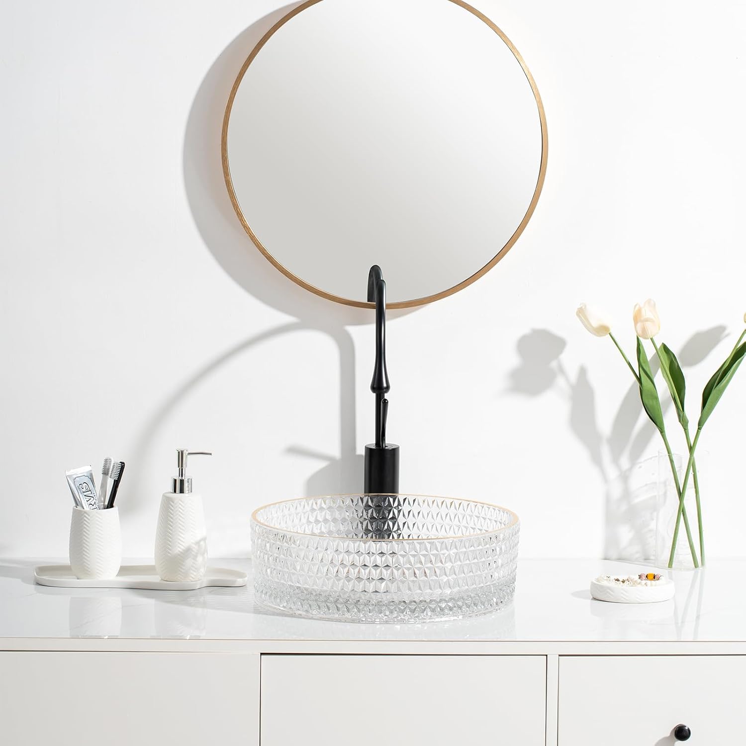 JOLOSK White Ceramic Bathroom Accessories Set 3pcs 1