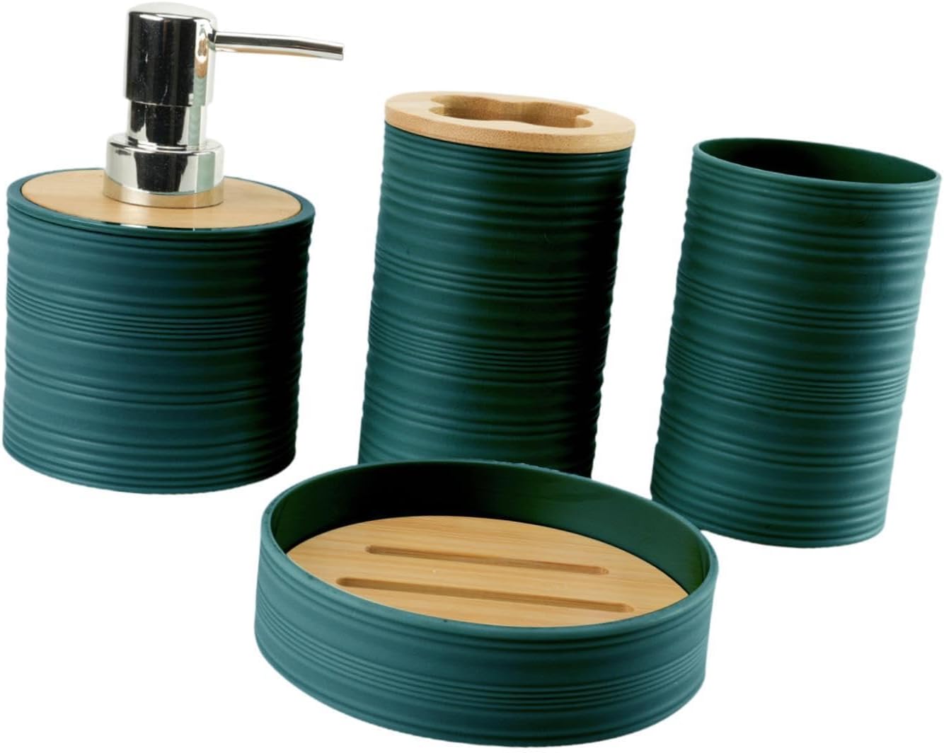 4Pcs Bathroom Accessories Set in Dark Green