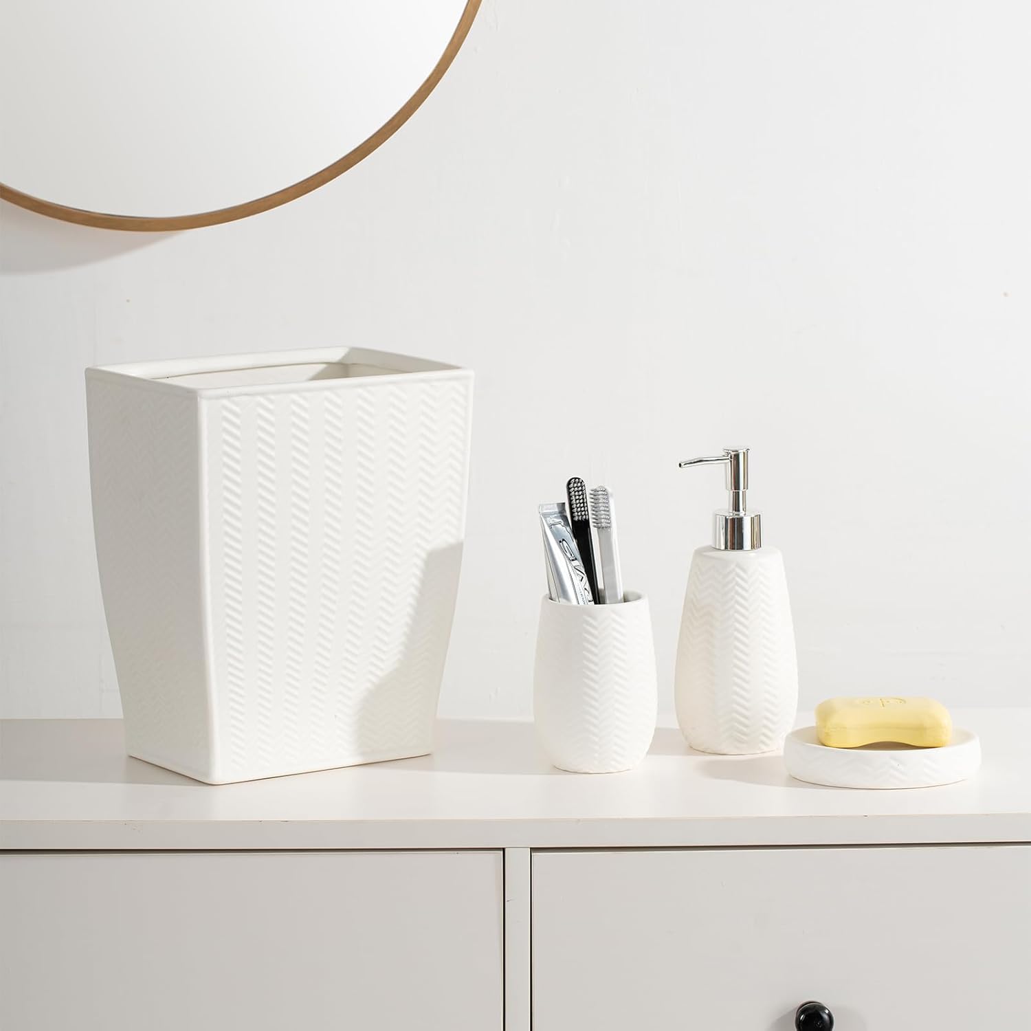 JOLOSK White Ceramic Bathroom Accessories Set 3pcs 1
