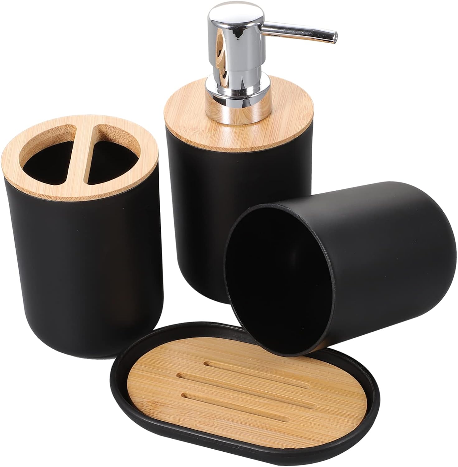 DRESSOOS 4pc Bathroom Accessory Set with Holder Soap Dish Lotion Bottle