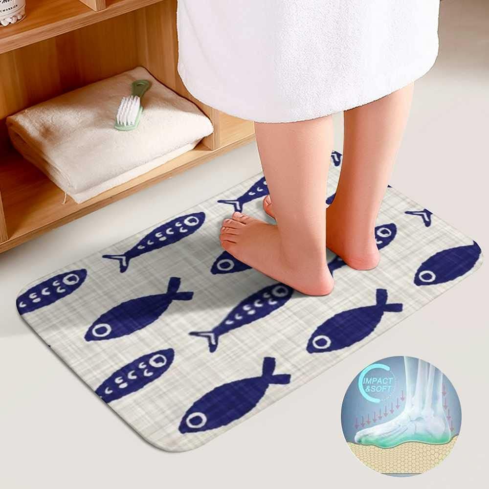 Kuizee 3-Piece Bath Rug Set Aquatic Blue