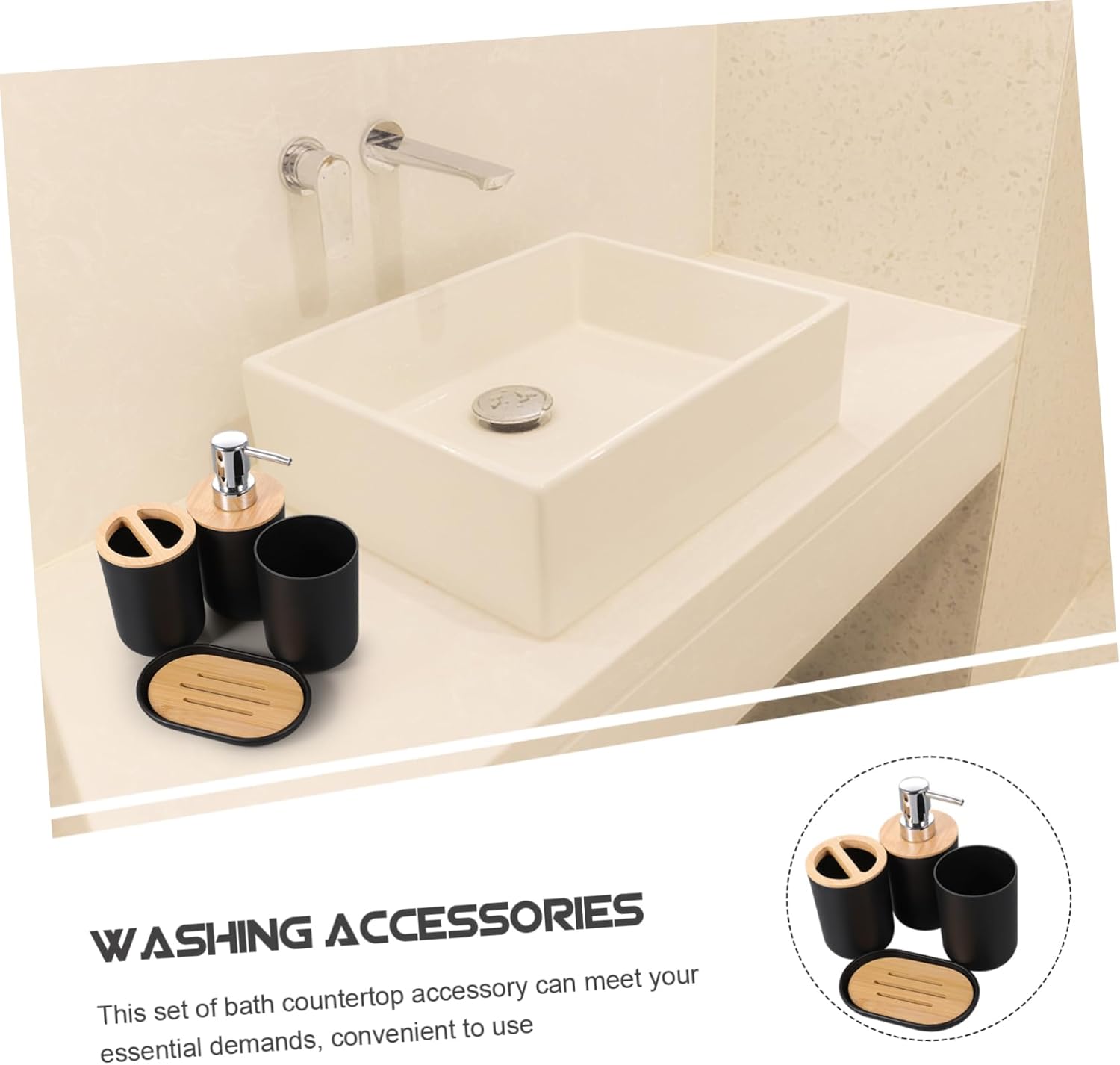 DRESSOOS 4pc Bathroom Accessory Set with Holder Soap Dish Lotion Bottle