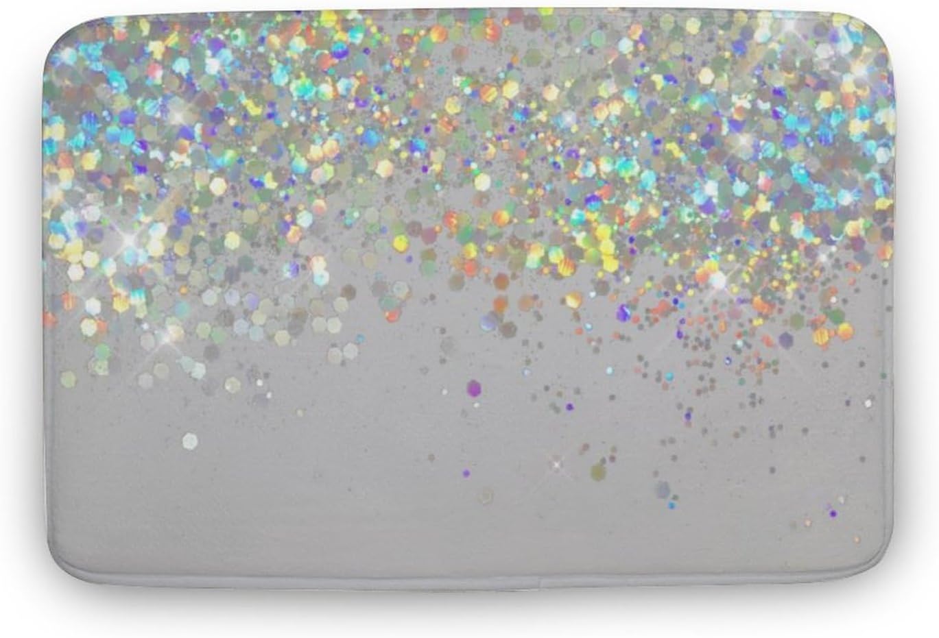 Curdesi Luxury Bath Rug Silver Gray Glitter Non Slip 20x32inch