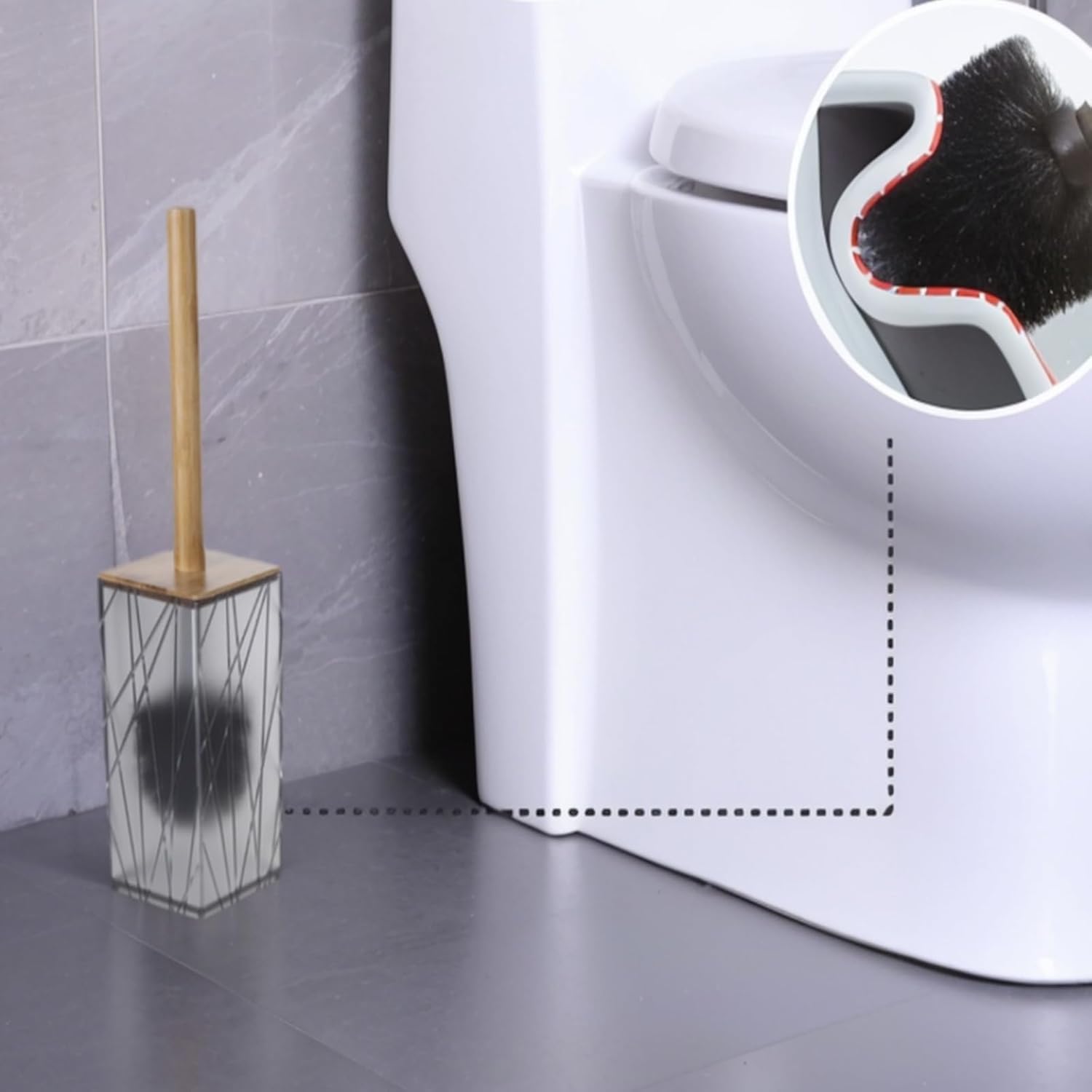 Clear Gray Bamboo Bathroom Accessories Set 6PCS