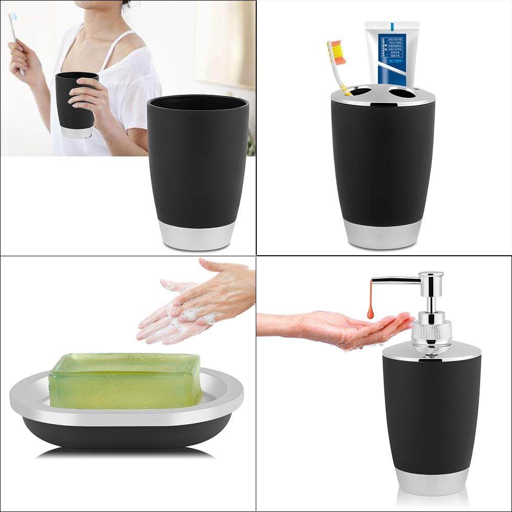 Gavigain 4-Piece Bathroom Accessories Set - Toothbrush Holder Cup Soap Dish Dispenser