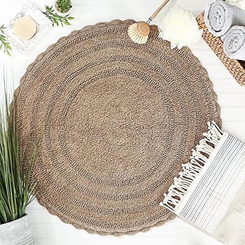 DII Crochet Round Bath Mat 275 Stone